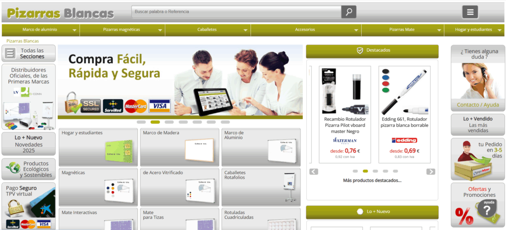 Tienda de pizarras blancas grandes online